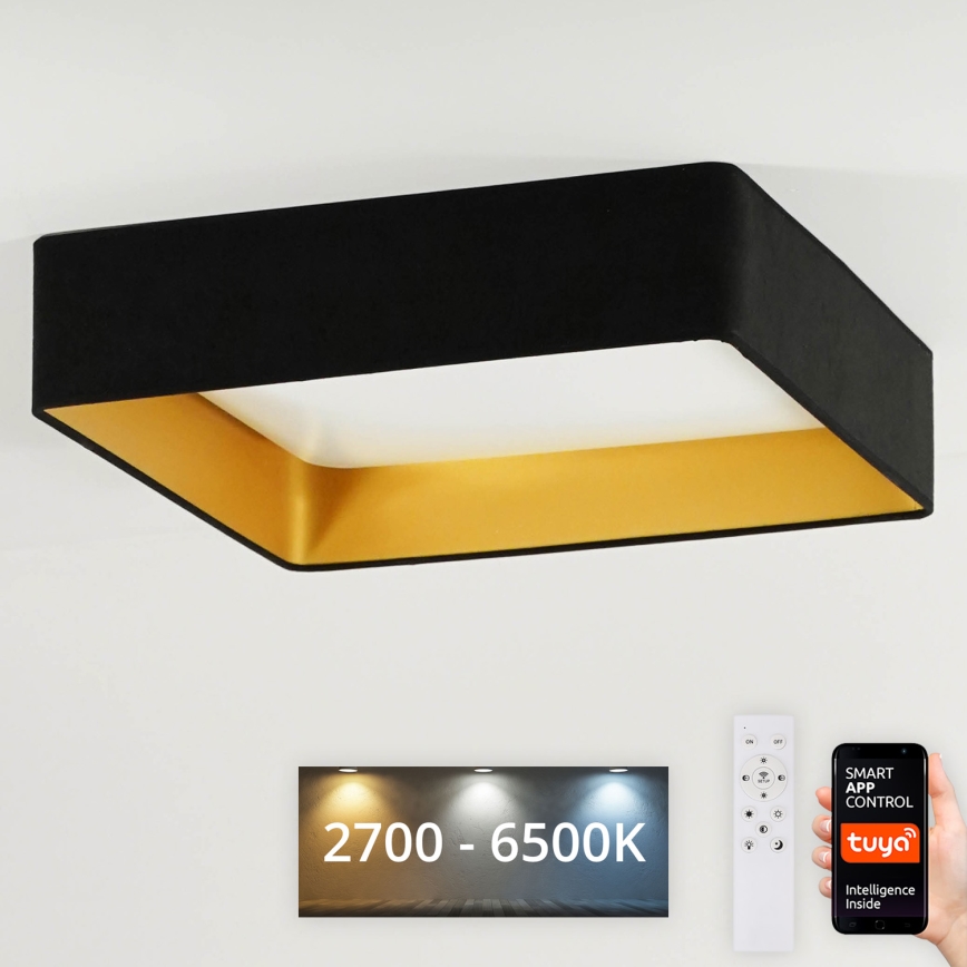 Brilagi - Світлодіодний стельовий світильник з регулюванням яскравості VELVET SQUARE SMART LED/36W/230V 2700-6500K Wi-Fi Tuya + пульт дистанційного керування чорний
