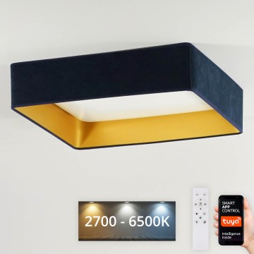 Brilagi - Світлодіодний стельовий світильник з регулюванням яскравості VELVET SQUARE SMART LED/36W/230V 2700-6500K Wi-Fi Tuya + пульт дистанційного керування темно-синій