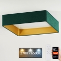 Brilagi - Світлодіодний стельовий світильник з регулюванням яскравості VELVET SQUARE SMART LED/36W/230V 2700-6500K Wi-Fi Tuya + пульт дистанційного керування зелений
