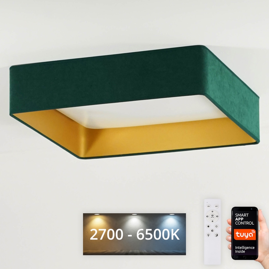 Brilagi - Світлодіодний стельовий світильник з регулюванням яскравості VELVET SQUARE SMART LED/36W/230V 2700-6500K Wi-Fi Tuya + пульт дистанційного керування зелений