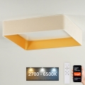 Brilagi - Світлодіодний стельовий світильник з регулюванням яскравості VELVET SQUARE SMART LED/36W/230V 2700-6500K Wi-Fi Tuya + пульт дистанційного керування кремовий