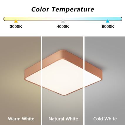 BRILAGI - LED регульований стельовий світильник POOL SQUARE LED/48W/230V 3000-6000K 50x50 cm мідний + дистанційне керування