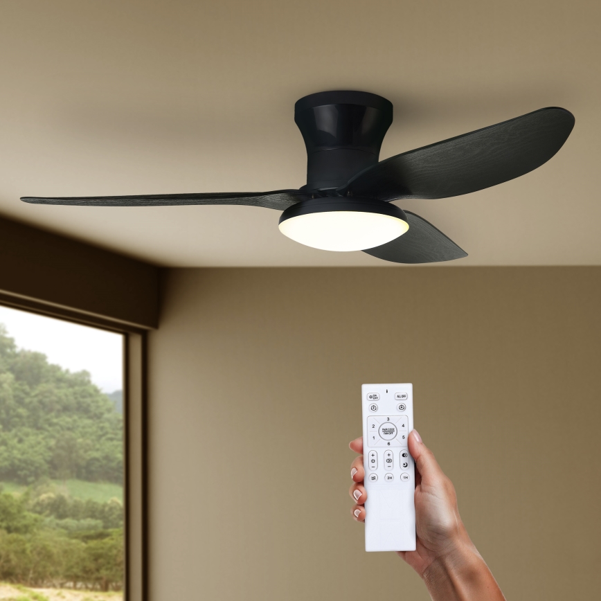 Brilagi - Світлодіодний стельовий вентилятор з регулюванням яскравості LED/30W/230V 3000-6500K чорний + пульт дистанційного керування