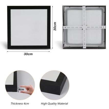 Brilagi - Світлодіодний стельовий світильник для ванної кімнати FRAME LED/24W/230V 30x30 см 3000/4000/6000K IP44 чорний