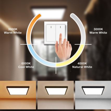 Brilagi - Світлодіодний стельовий світильник для ванної кімнати FRAME LED/50W/230V 60x60 см 3000/4000/6000K IP44 чорний