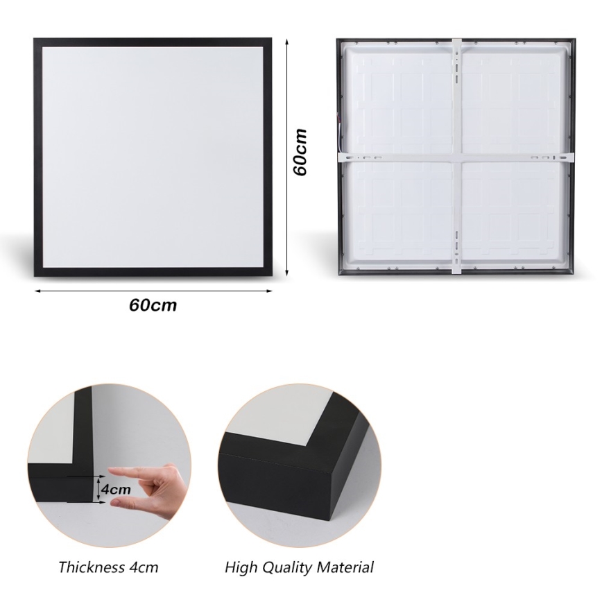 Brilagi - Світлодіодний стельовий світильник для ванної кімнати FRAME LED/50W/230V 60x60 см 3000/4000/6000K IP44 чорний