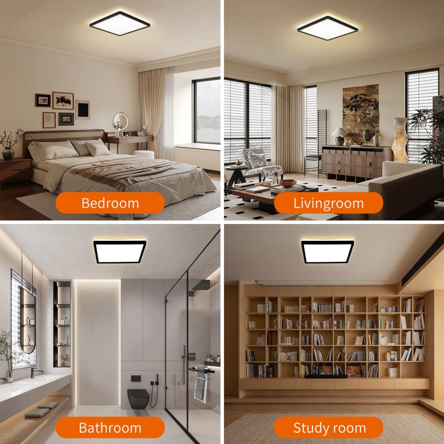 Brilagi - Світлодіодний стельовий світильник для ванної кімнати ULTRA SLIM LED/18W/230V 30x30 см чорний IP54