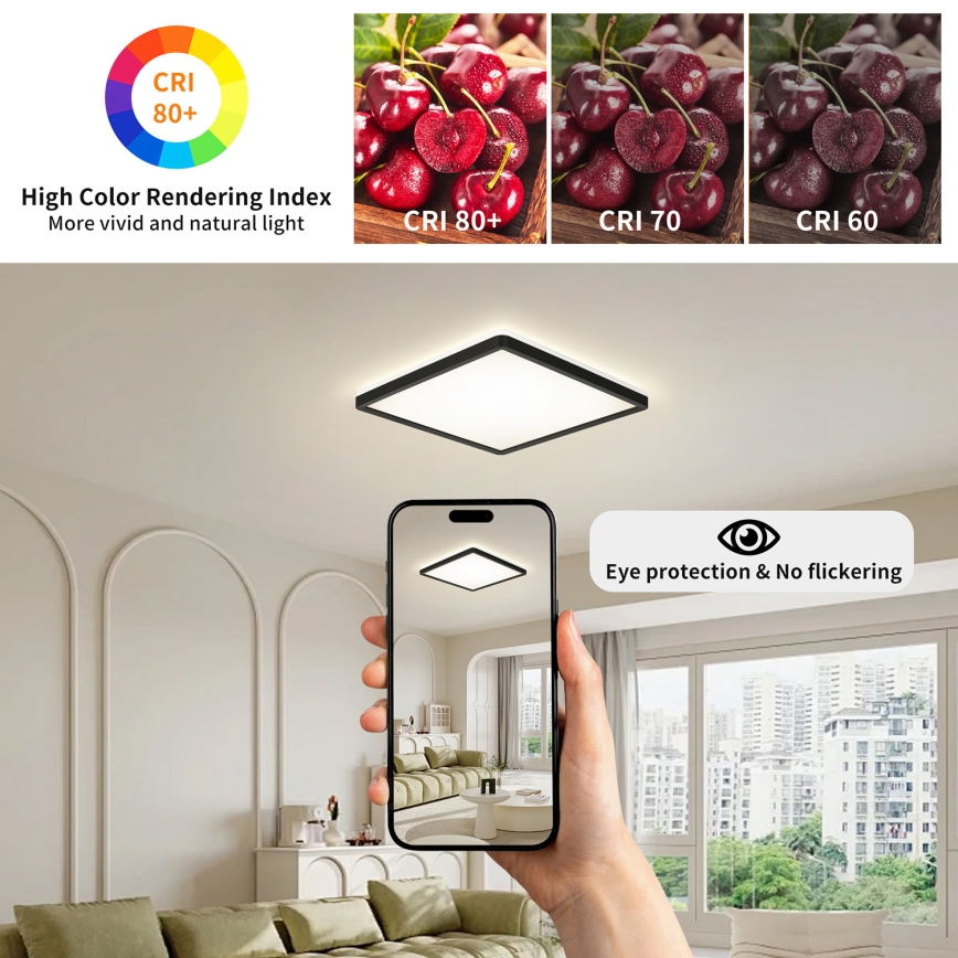 Brilagi - Світлодіодний стельовий світильник для ванної кімнати ULTRA SLIM LED/18W/230V 30x30 см чорний IP54