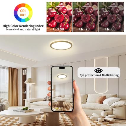 Brilagi - LED стельовий світильник для ванної кімнати ULTRA SLIM LED/12W/230V Ø 22,5 см золотистий IP54