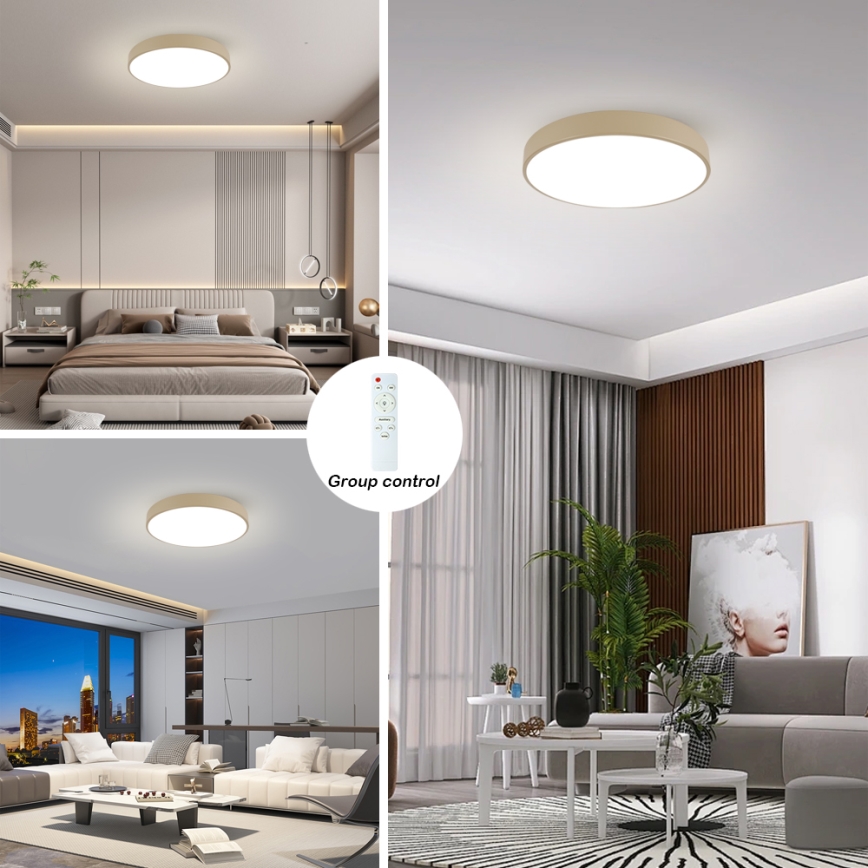 Brilagi - LED-стельовий світильник з регулюванням яскравості POOL LED/60W/230V 3000-6000K діаметр 60 см, бежевий + пульт дистанційного керування