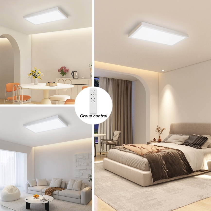 Brilagi - Стельовий LED світильник для ванної з регулюванням яскравості FRAME SMART LED/30W/230V 30x60 cm 3000-6000K IP44 білий + пульт дистанційного керування