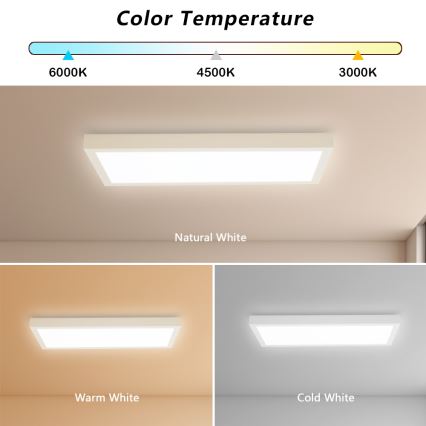 Brilagi - Стельовий LED світильник для ванної з регулюванням яскравості FRAME SMART LED/30W/230V 30x60 cm 3000-6000K IP44 білий + пульт дистанційного керування