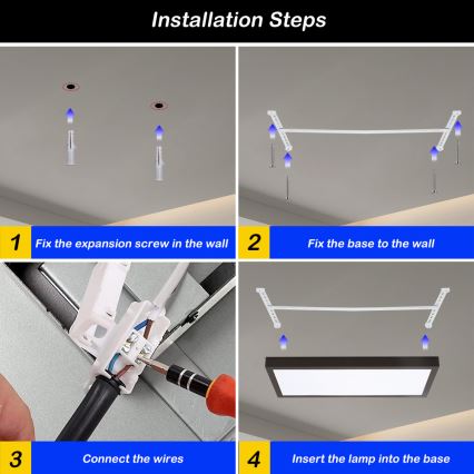 Brilagi - Стельовий LED світильник для ванної з регулюванням яскравості FRAME SMART LED/30W/230V 30x60 см 3000-6000K  IP44 чорний  + пульт дистанційного керування