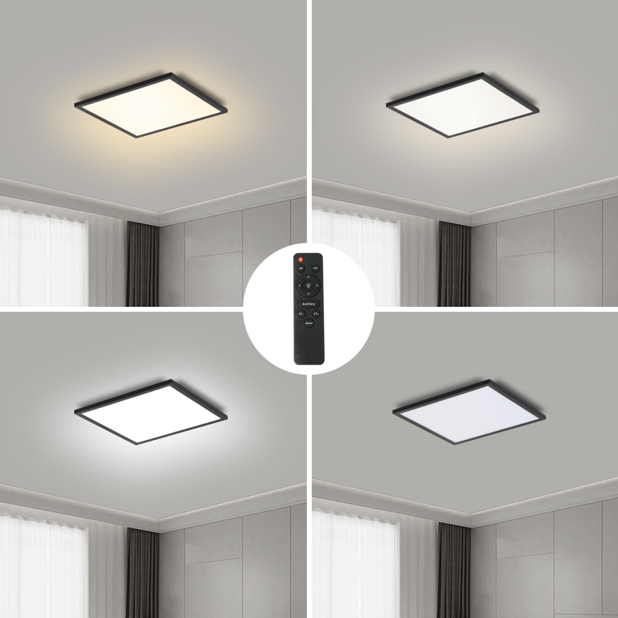 Brilagi - Світлодіодний стельовий світильник з регулюванням яскравості SLIMFRAME LED/25W/230V 30x30 cm 3000-6000K чорний + пульт дистанційного керування