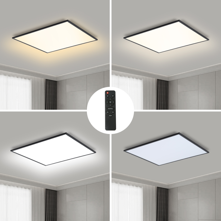 Brilagi - Світлодіодний стельовий світильник з регулюванням яскравості SLIMFRAME LED/58W/230V 60x60 см 3000-6000K чорний + пульт дистанційного керування
