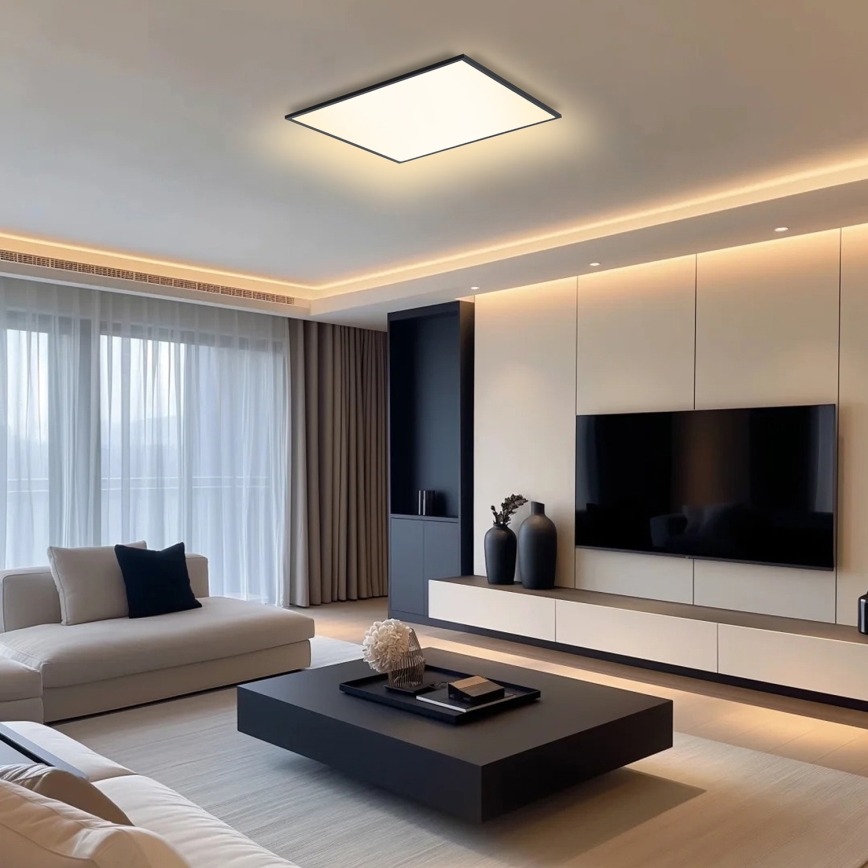 Brilagi - Світлодіодний стельовий світильник з регулюванням яскравості SLIMFRAME LED/58W/230V 60x60 см 3000-6000K чорний + пульт дистанційного керування