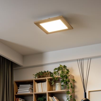 Brilagi - Світлодіодний стельовий світильник з регулюванням яскравості SLIMFRAME WOOD LED/25W/230V 34x34 см 3000-6000K коричневий + пульт дистанційного керування