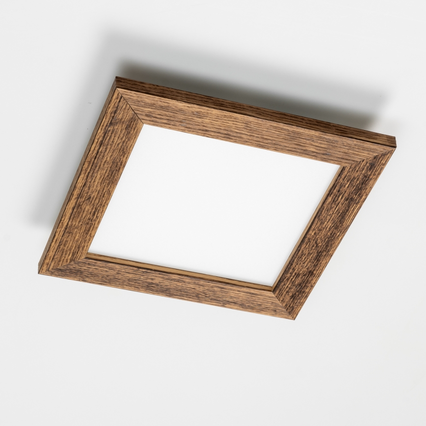 Brilagi - Світлодіодний стельовий світильник з регулюванням яскравості SLIMFRAME WOOD LED/25W/230V 34x34 см 3000-6000K коричневий + пульт дистанційного керування