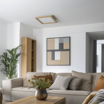Brilagi - Світлодіодний стельовий світильник з регулюванням яскравості SLIMFRAME WOOD LED/36W/230V 49,5x49,5 см 3000-6000K коричневий + пульт дистанційного керування