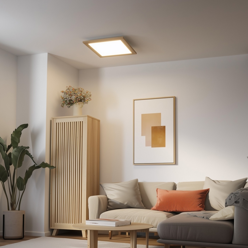 Brilagi - Світлодіодний стельовий світильник з регулюванням яскравості SLIMFRAME WOOD LED/36W/230V 49,5x49,5 см 3000-6000K коричневий + пульт дистанційного керування
