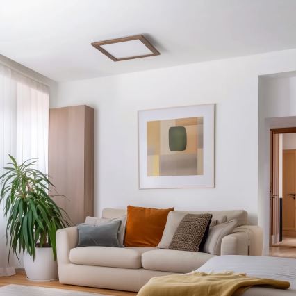 Brilagi - Світлодіодний стельовий світильник з регулюванням яскравості SLIMFRAME WOOD LED/36W/230V 49,5x49,5 см 3000-6000K темно-коричневий + пульт дистанційного керування