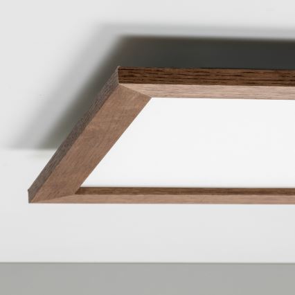 Brilagi - Світлодіодний стельовий світильник з регулюванням яскравості SLIMFRAME WOOD LED/36W/230V 49,5x49,5 см 3000-6000K темно-коричневий + пульт дистанційного керування