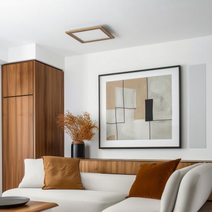 Brilagi - Світлодіодний стельовий світильник з регулюванням яскравості SLIMFRAME WOOD LED/36W/230V 49,5x49,5 см 3000-6000K коричневий + пульт дистанційного керування