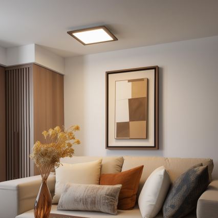 Brilagi - Світлодіодний стельовий світильник з регулюванням яскравості SLIMFRAME WOOD LED/36W/230V 49,5x49,5 см 3000-6000K коричневий + пульт дистанційного керування