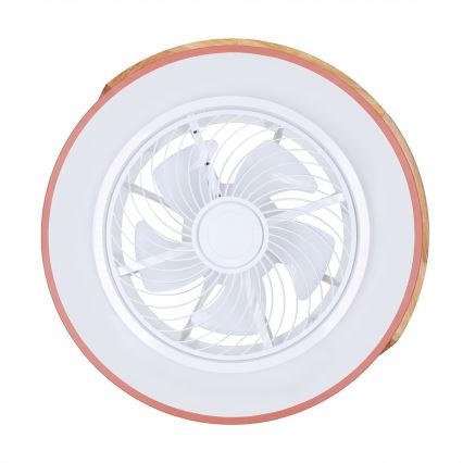 Brilagi - регульований LED стельовий світильник із вентилятором LED/38W/230V 3000-6500K 3000-6500K, діаметр 50 см, рожевий/дуб + пульт дистанційного керування