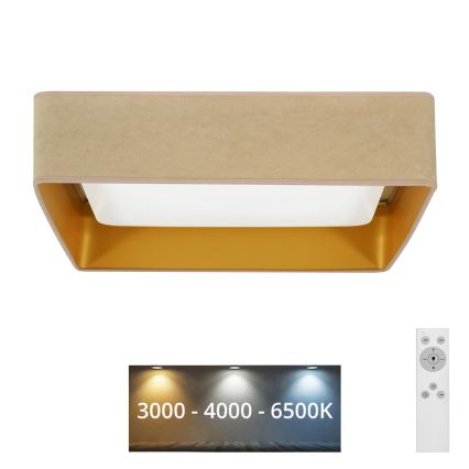 Brilagi - Світлодіодний стельовий світильник з регулюванням яскравості VELVET SQUARE LED/24W/230V 3000/4000/6500K + пульт дистанційного керування бежевий