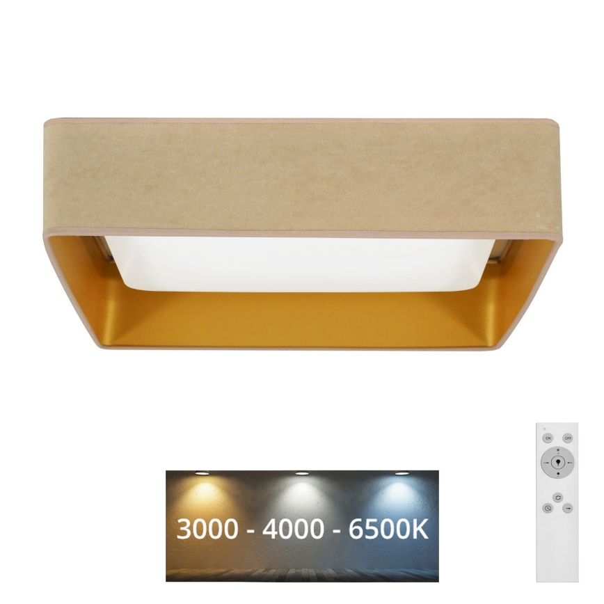 Brilagi - Світлодіодний стельовий світильник з регулюванням яскравості VELVET SQUARE LED/24W/230V 3000/4000/6500K + пульт дистанційного керування бежевий