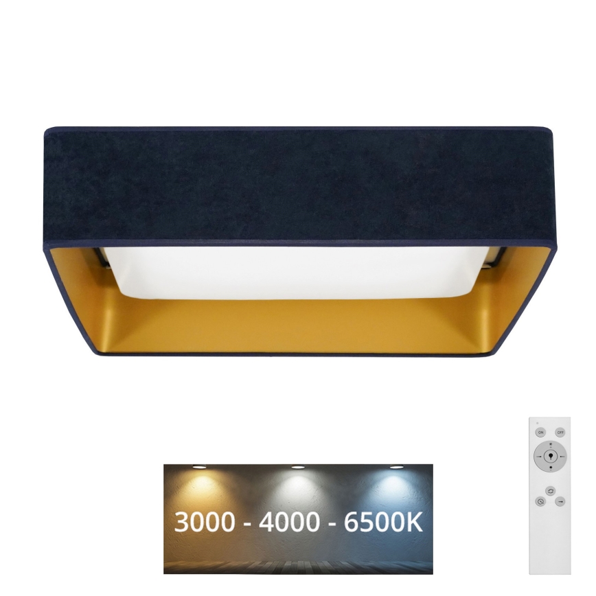 Brilagi - Світлодіодний стельовий світильник з регулюванням яскравості VELVET SQUARE LED/24W/230V 3000/4000/6500K + пульт дистанційного керування темно-синій