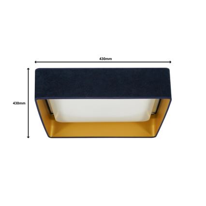 Brilagi - Світлодіодний стельовий світильник з регулюванням яскравості VELVET SQUARE LED/24W/230V 3000/4000/6500K + пульт дистанційного керування темно-синій