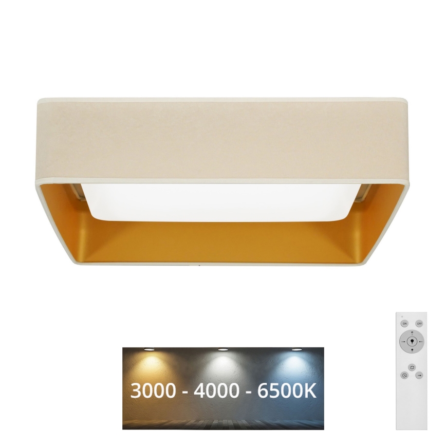 Brilagi - Світлодіодний стельовий світильник з регулюванням яскравості VELVET SQUARE LED/24W/230V 3000/4000/6500K + пульт дистанційного керування кремовий