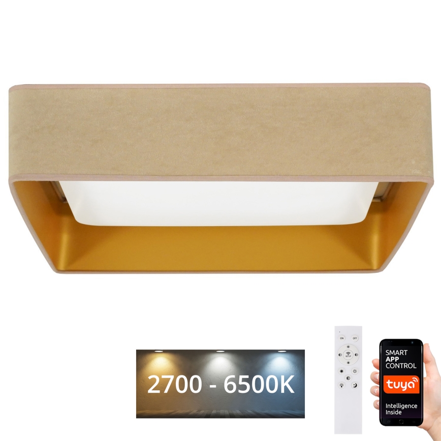 Brilagi - Світлодіодний стельовий світильник з регулюванням яскравості VELVET SQUARE SMART LED/36W/230V 2700-6500K Wi-Fi Tuya + пульт дистанційного керування бежевий