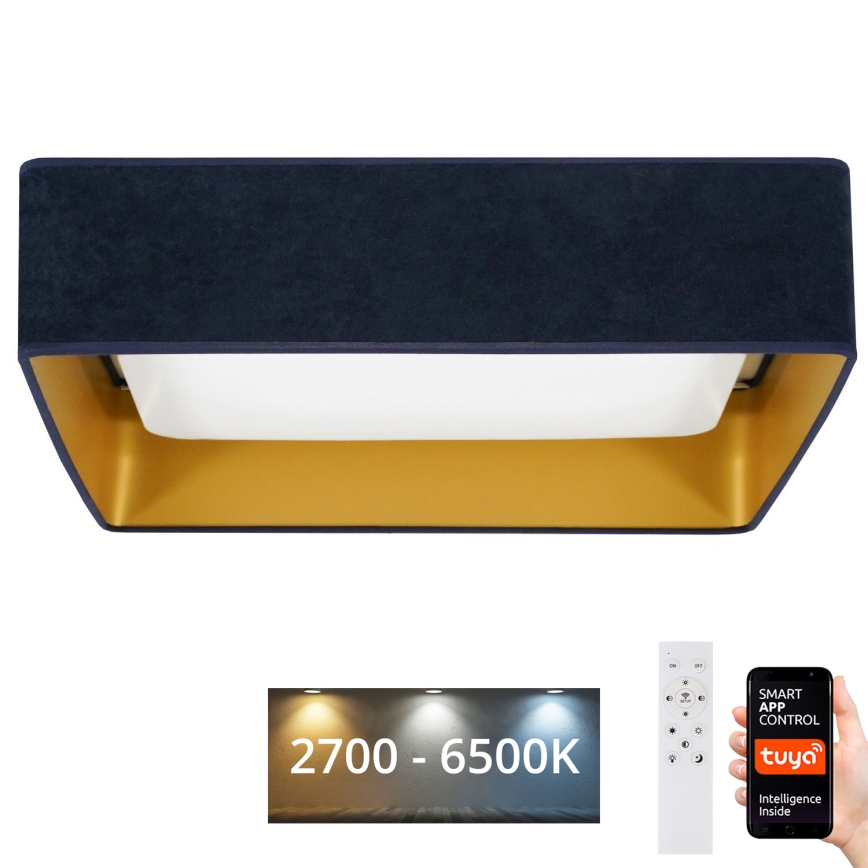 Brilagi - Світлодіодний стельовий світильник з регулюванням яскравості VELVET SQUARE SMART LED/36W/230V 2700-6500K Wi-Fi Tuya + пульт дистанційного керування темно-синій