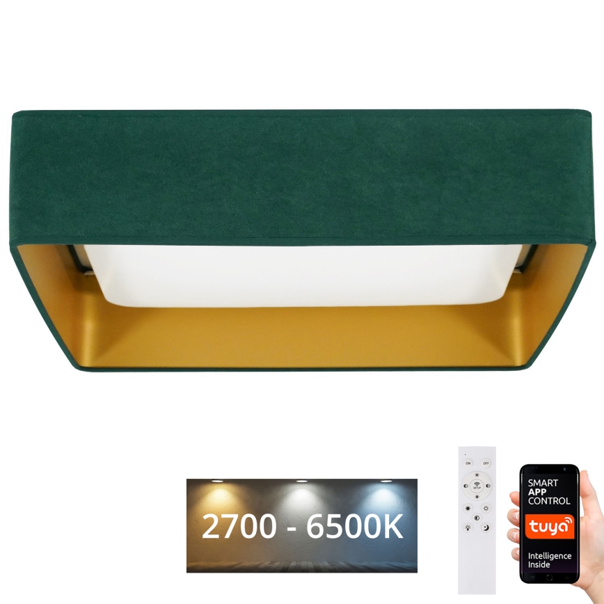 Brilagi - Світлодіодний стельовий світильник з регулюванням яскравості VELVET SQUARE SMART LED/36W/230V 2700-6500K Wi-Fi Tuya + пульт дистанційного керування зелений