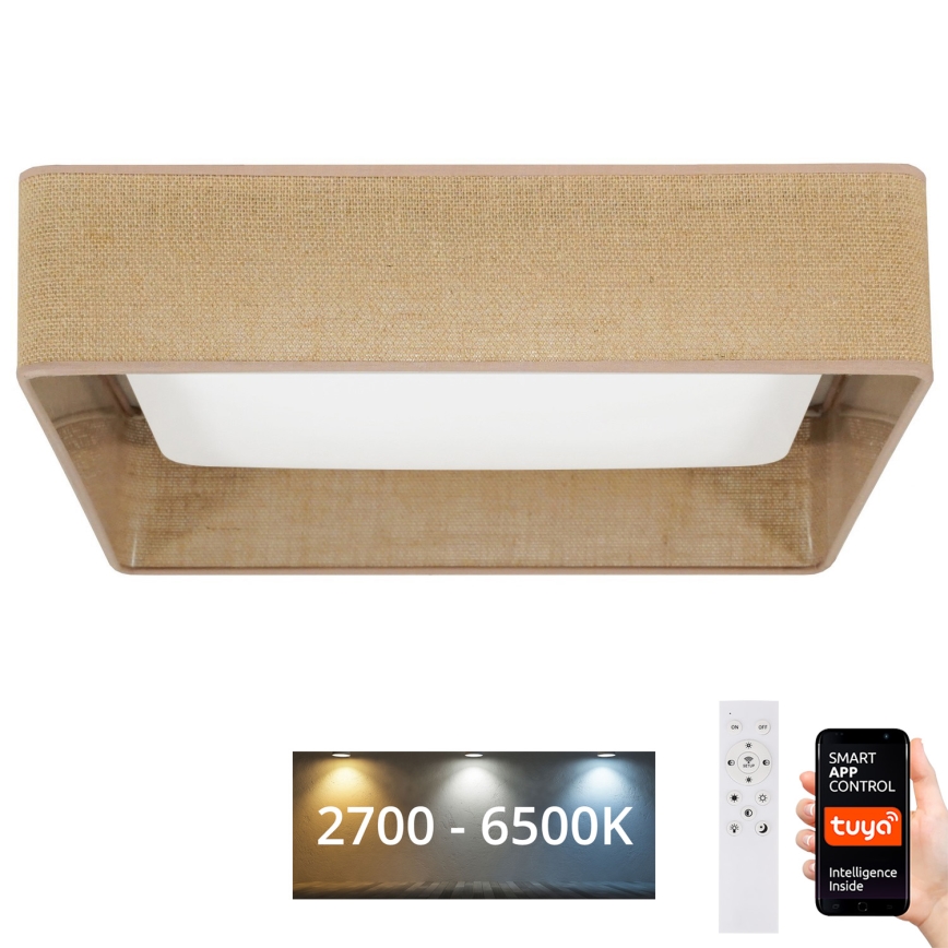 Brilagi - Світлодіодний стельовий світильник з регулюванням яскравості VELVET SQUARE SMART LED/36W/230V 2700-6500K Wi-Fi Tuya + пульт дистанційного керування коричневий