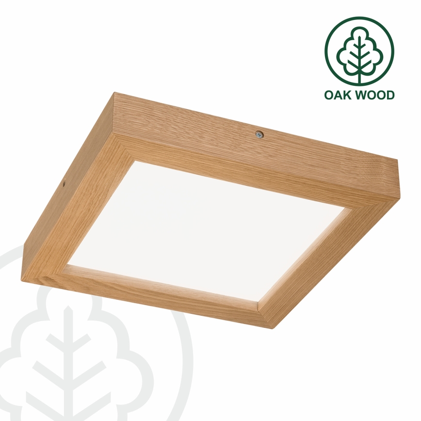 Brilagi - Стельовий LED світильник для ванної з регулюванням яскравості WOODY FRAME LED/24W/230V дуб 30x30 см 3000-6000K IP44 + пульт дистанційного керування