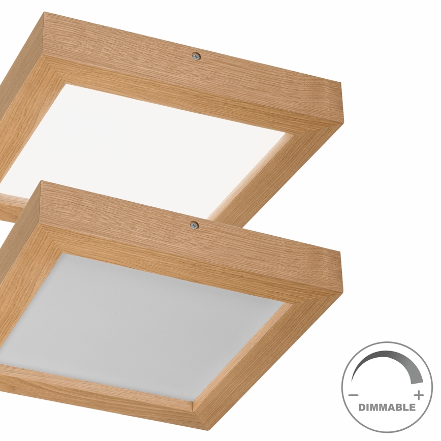Brilagi - Стельовий LED світильник для ванної з регулюванням яскравості WOODY FRAME LED/24W/230V дуб 30x30 см 3000-6000K IP44 + пульт дистанційного керування