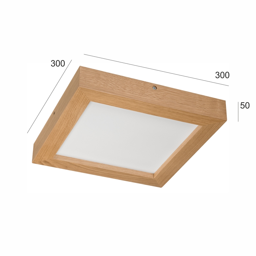 Brilagi - Стельовий LED світильник для ванної з регулюванням яскравості WOODY FRAME LED/24W/230V дуб 30x30 см 3000-6000K IP44 + пульт дистанційного керування