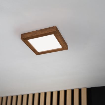 Brilagi - Стельовий LED світильник для ванної з регулюванням яскравості WOODY FRAME LED/24W/230V дуб вишня 30x30 см 3000-6000K IP44 + пульт дистанційного керування