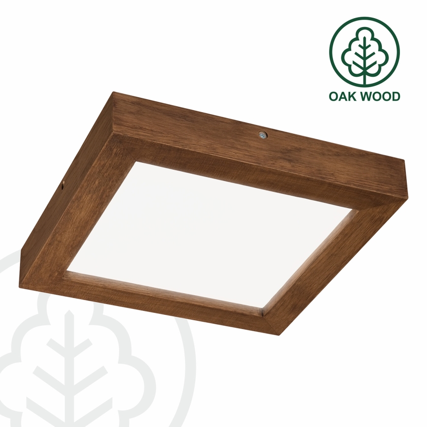 Brilagi - Стельовий LED світильник для ванної з регулюванням яскравості WOODY FRAME LED/24W/230V дуб вишня 30x30 см 3000-6000K IP44 + пульт дистанційного керування