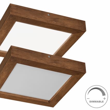 Brilagi - Стельовий LED світильник для ванної з регулюванням яскравості WOODY FRAME LED/24W/230V дуб вишня 30x30 см 3000-6000K IP44 + пульт дистанційного керування