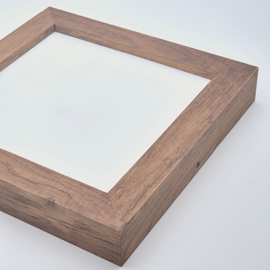 Brilagi - Стельовий LED світильник для ванної з регулюванням яскравості WOODY FRAME LED/24W/230V дуб вишня 30x30 см 3000-6000K IP44 + пульт дистанційного керування