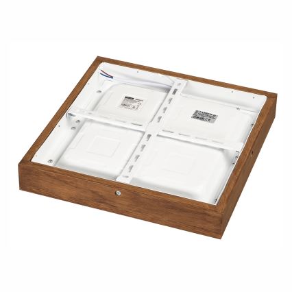 Brilagi - Стельовий LED світильник для ванної з регулюванням яскравості WOODY FRAME LED/24W/230V дуб вишня 30x30 см 3000-6000K IP44 + пульт дистанційного керування