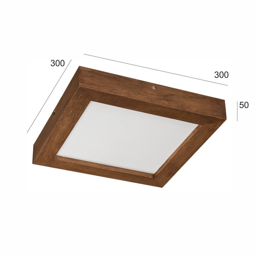 Brilagi - Стельовий LED світильник для ванної з регулюванням яскравості WOODY FRAME LED/24W/230V дуб вишня 30x30 см 3000-6000K IP44 + пульт дистанційного керування