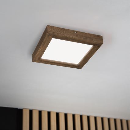 Brilagi - Стельовий LED світильник для ванної з регулюванням яскравості WOODY FRAME LED/24W/230V дуб 30x30 см 3000-6000K IP44 + пульт дистанційного керування