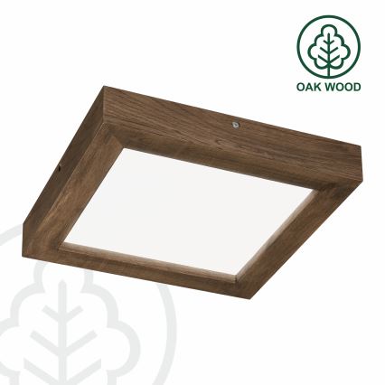Brilagi - Стельовий LED світильник для ванної з регулюванням яскравості WOODY FRAME LED/24W/230V дуб 30x30 см 3000-6000K IP44 + пульт дистанційного керування