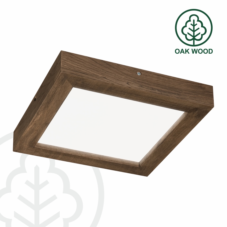 Brilagi - Стельовий LED світильник для ванної з регулюванням яскравості WOODY FRAME LED/24W/230V дуб 30x30 см 3000-6000K IP44 + пульт дистанційного керування